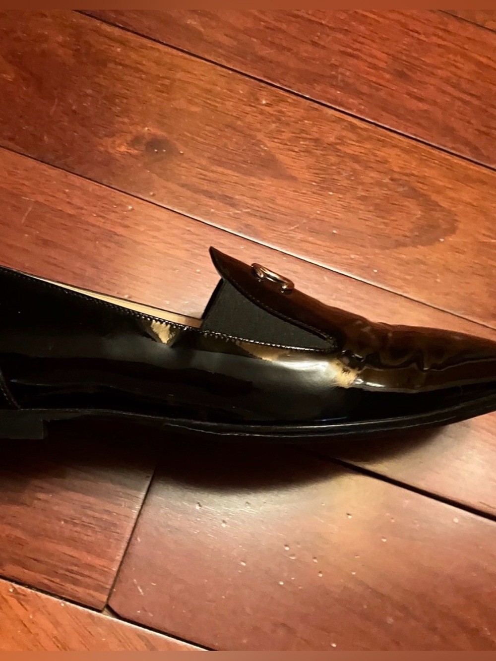 CHANEL Black Patent Leather Silver CC Logo Loafers 39.5 - Picture 7 of 10